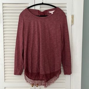 Lauren Conrad long sleeve with lace trim bottom